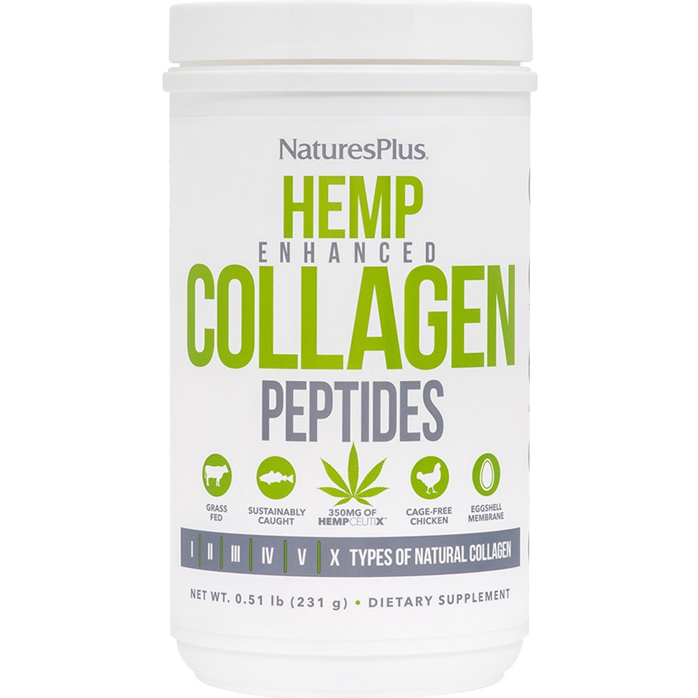 Natures Plus Natures Plus Hemp Enhanced Collagen Peptides Συμπλήρωμα Διατροφής Πεπτιδίων Κολλαγόνου με Κανναβινοειδή για Καλύτερη Απορρόφηση σε Μορφή Σκόνης για Υγιή Μαλλιά, Δέρμα Νύχια & Αρθρώσεις 231g