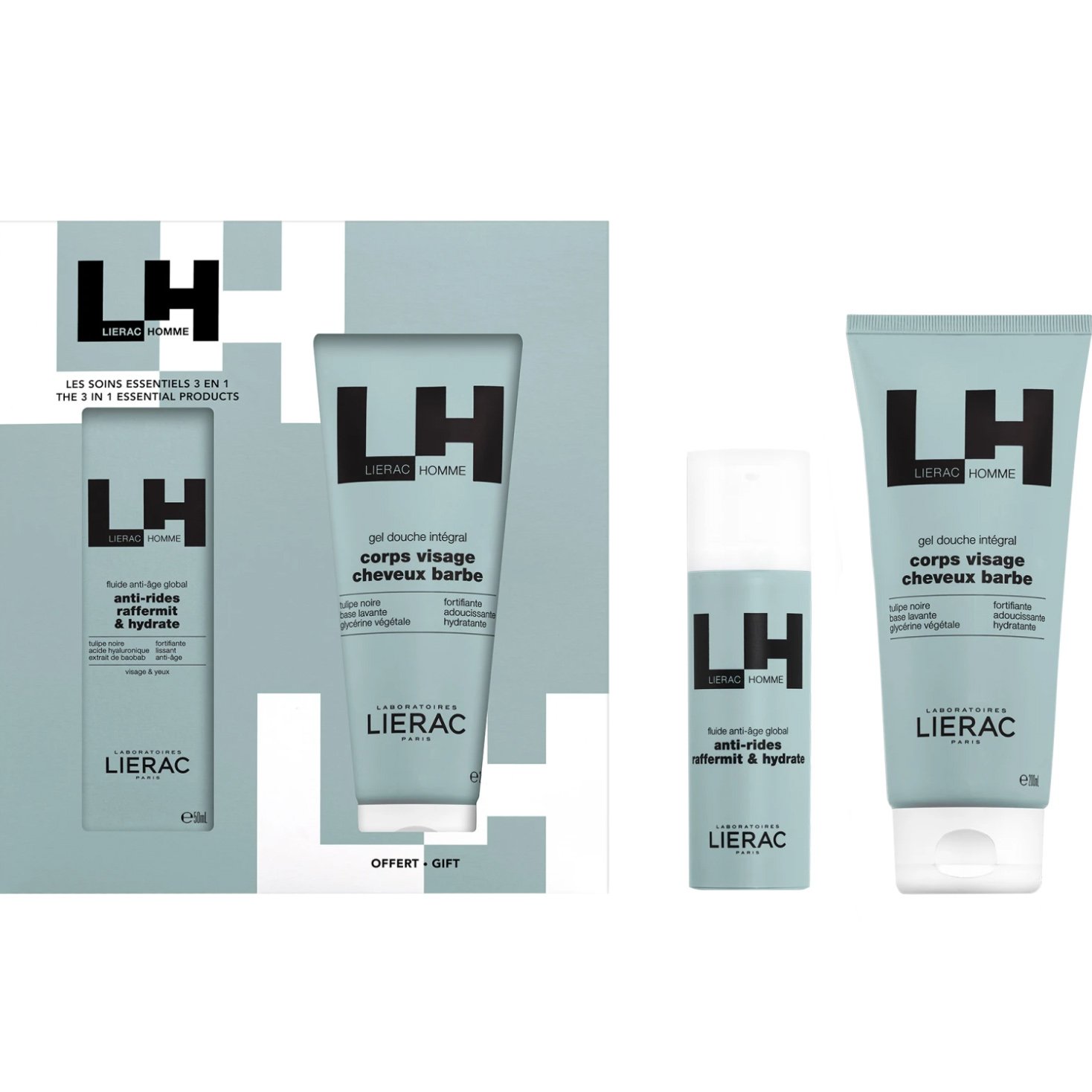 Lierac Lierac Promo Homme Global Anti-Aging, Anti-Wrinkles Firms - Moisturizes Fluid 50ml & Δώρο All-Over Shower Gel 200ml