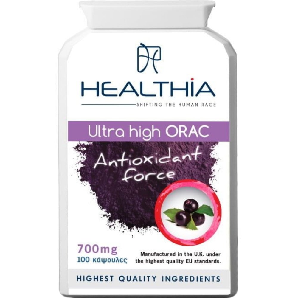 Healthia Healthia Ultra High ORAC 700mg Συμπλήρωμα Διατροφής με Βιταμίνες Εκχυλίσματα Βοτάνων & Υπερτροφών με Ισχυρές Αντιοξειδωτικές Ιδιότητες για Προστασία από τις Ελεύθερες Ρίζες 100caps