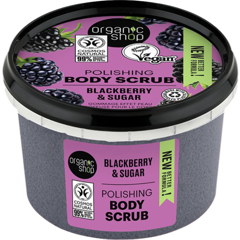 Natura Siberica Organic Shop Polishing Body Scrub with Blackberry & Sugar Απολεπιστικό Σώματος με Βατόμουρο & Ζάχαρη για Καθαρισμό - Λείανση της Επιδερμίδας 250ml