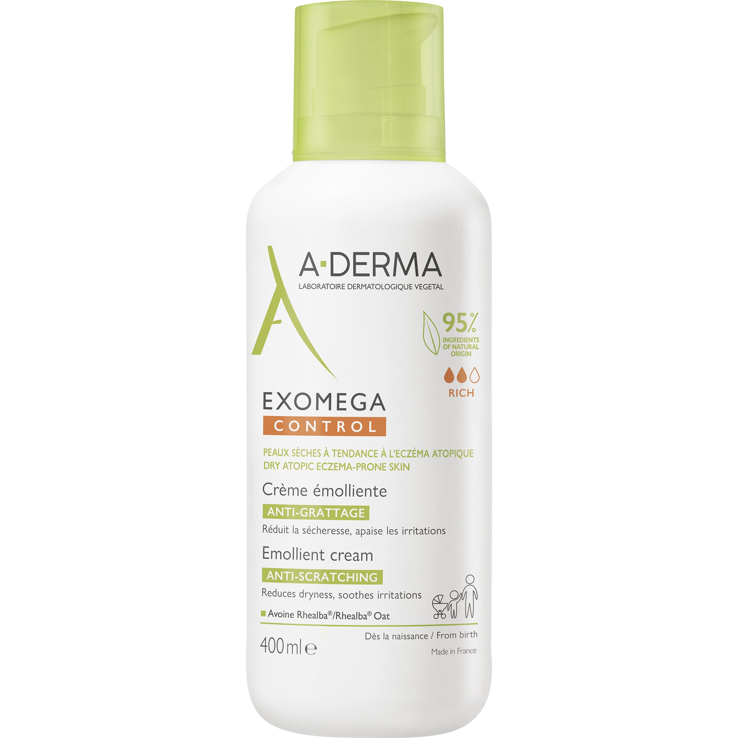 A-Derma Exomega Control Emollient Cream Μαλακτική, Καταπραϋντική Κρέμα Προσώπου - Σώματος Κατάλληλη για Ατοπικό ή Πολύ Ξηρό Δέρμα 400ml