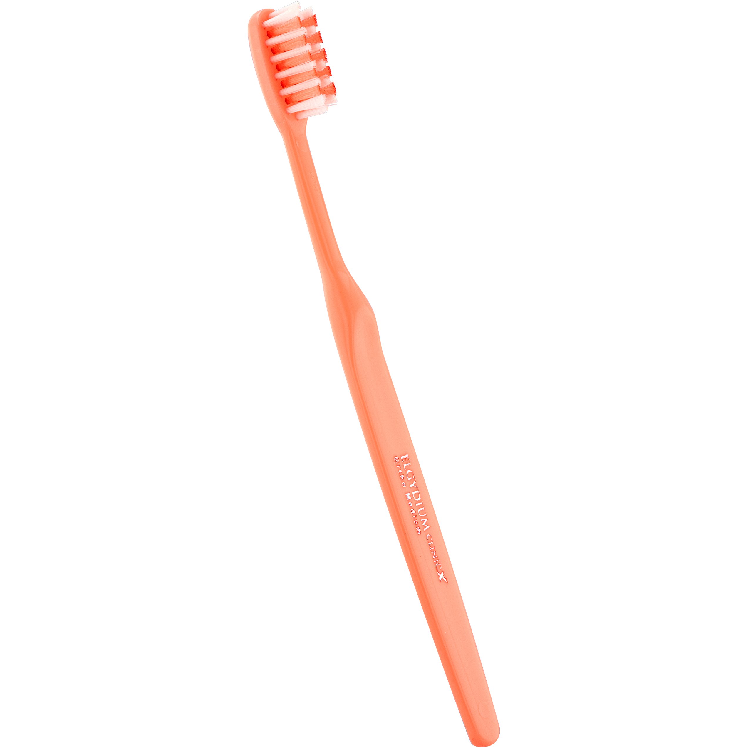 Elgydium Clinic Ortho-X Medium Toothbrush Χειροκίνητη Οδοντόβουρτσα Μέτριας Σκληρότητας Κατάλληλη για Καθαρισμό Ορθοδοντικών Μηχανισμών 1 Τεμάχιο - Πορτοκαλί