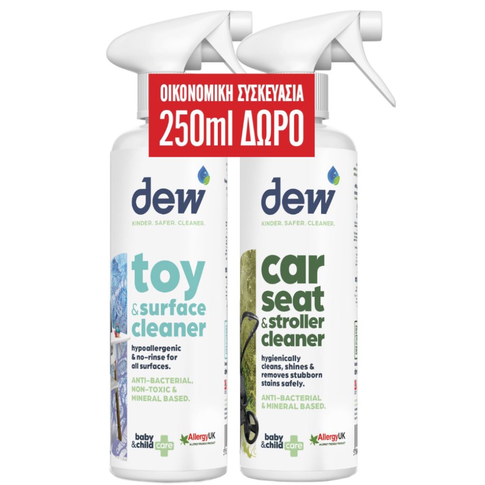 Dew Promo Anti-Bacterial & Mineral Based Car Seat & Stroller Cleaner 500ml & Anti-Bacterial Not Toxic & Mineral Based Toy & Surface Cleaner 500ml