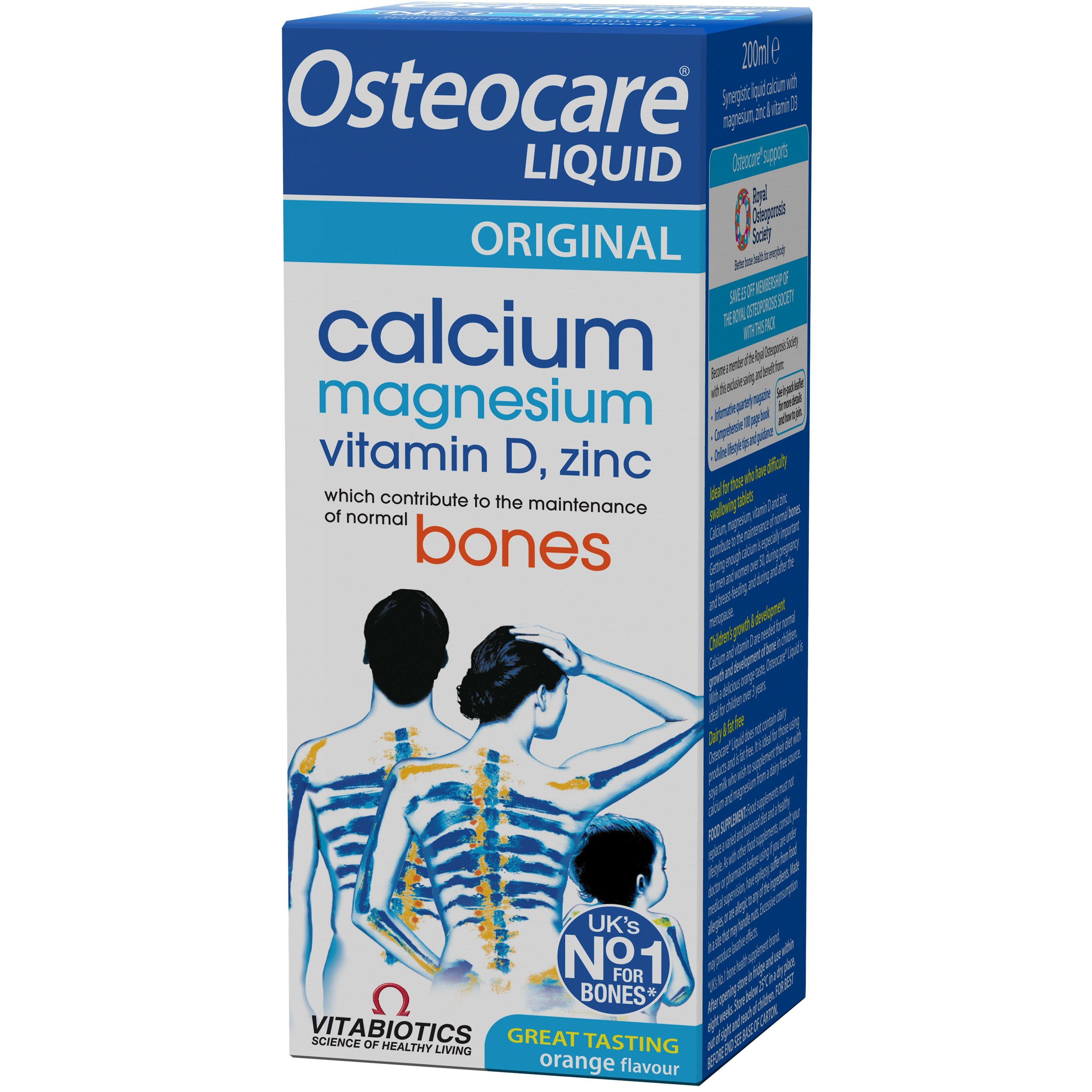 Vitabiotics Osteocare Liquid Original with Orange Flavour Συμπλήρωμα Διατροφής με Ασβέστιο, Μαγνήσιο, Ψευδάργυρο & Βιταμίνη D για την Καλή Κατάσταση των Οστών & των Μυϊκού Συστήματος με Γεύση Πορτοκάλι 200ml