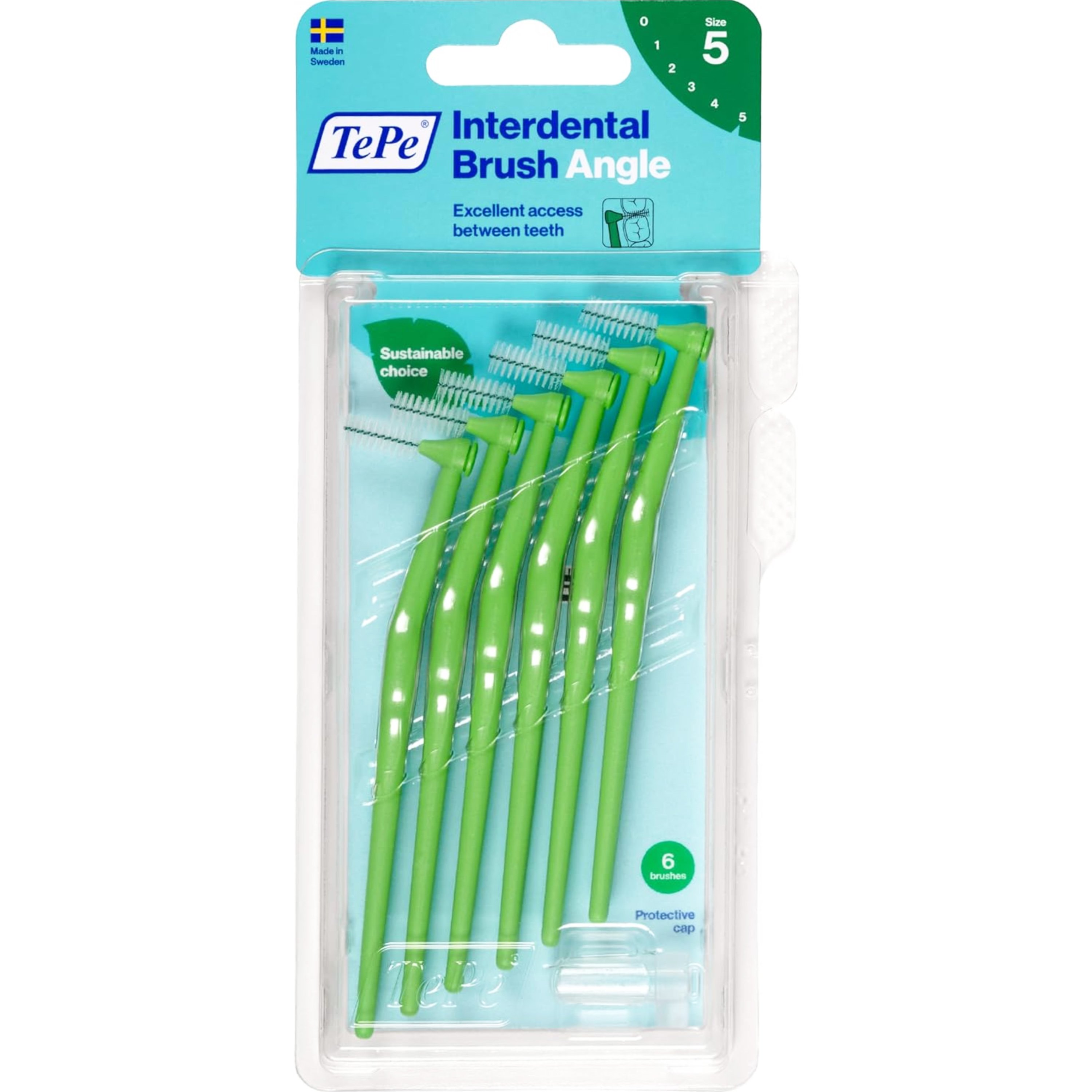 Tepe TePe Angle Interdental Brush Angle Μεσοδόντια Βουρτσάκια Καθαρισμού με Μακριά Λαβή & Κεκλιμένη Κεφαλή 6 Τεμάχια - Size 5 (0.8 mm)
