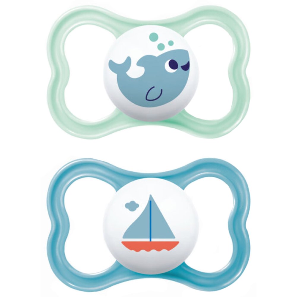 Mam Air Silicone Soother 16m+ Ορθοδοντικές Πιπίλες Σιλικόνης με Θήκη Μεταφοράς 2 Τεμάχια, Κωδ 275SBc - Τιρκουάζ / Μπλέ