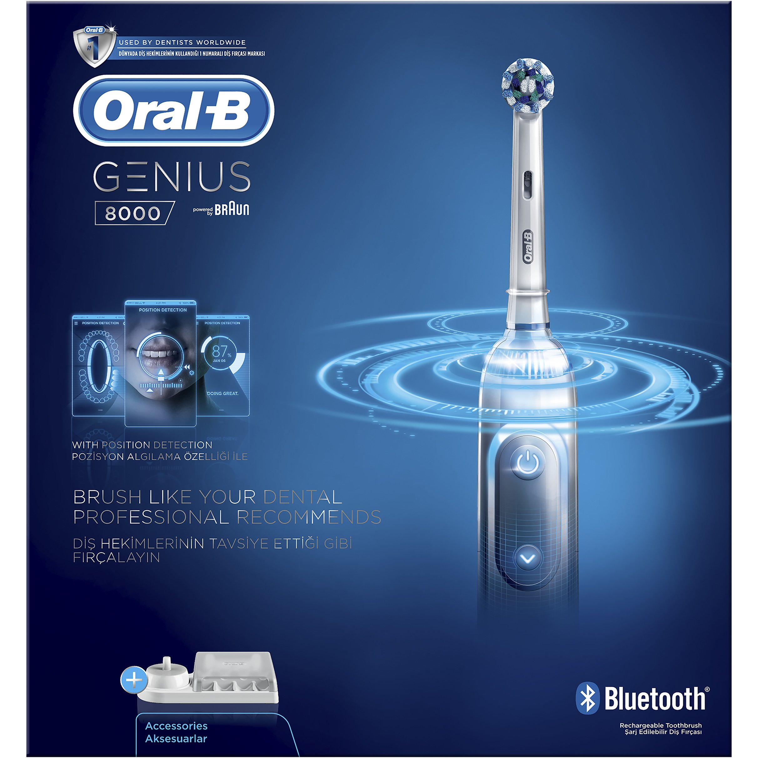 Oral-B Genius 8000 Επαναφορτιζόμενη Ηλεκτρική Οδοντόβουρτσα Υψηλής Τεχνολογίας & με Σύνδεση σε Smartphone