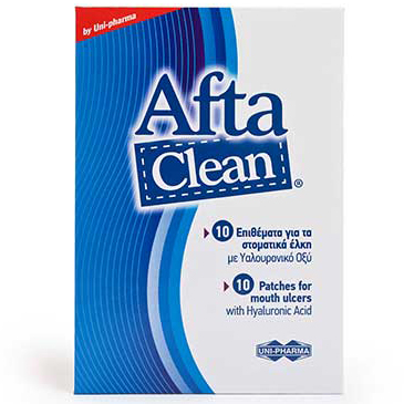 Uni-Pharma Afta Clean Επιθέματα για τα Στοματικά Έλκη με Υαλουρονικό Οξύ 10patches