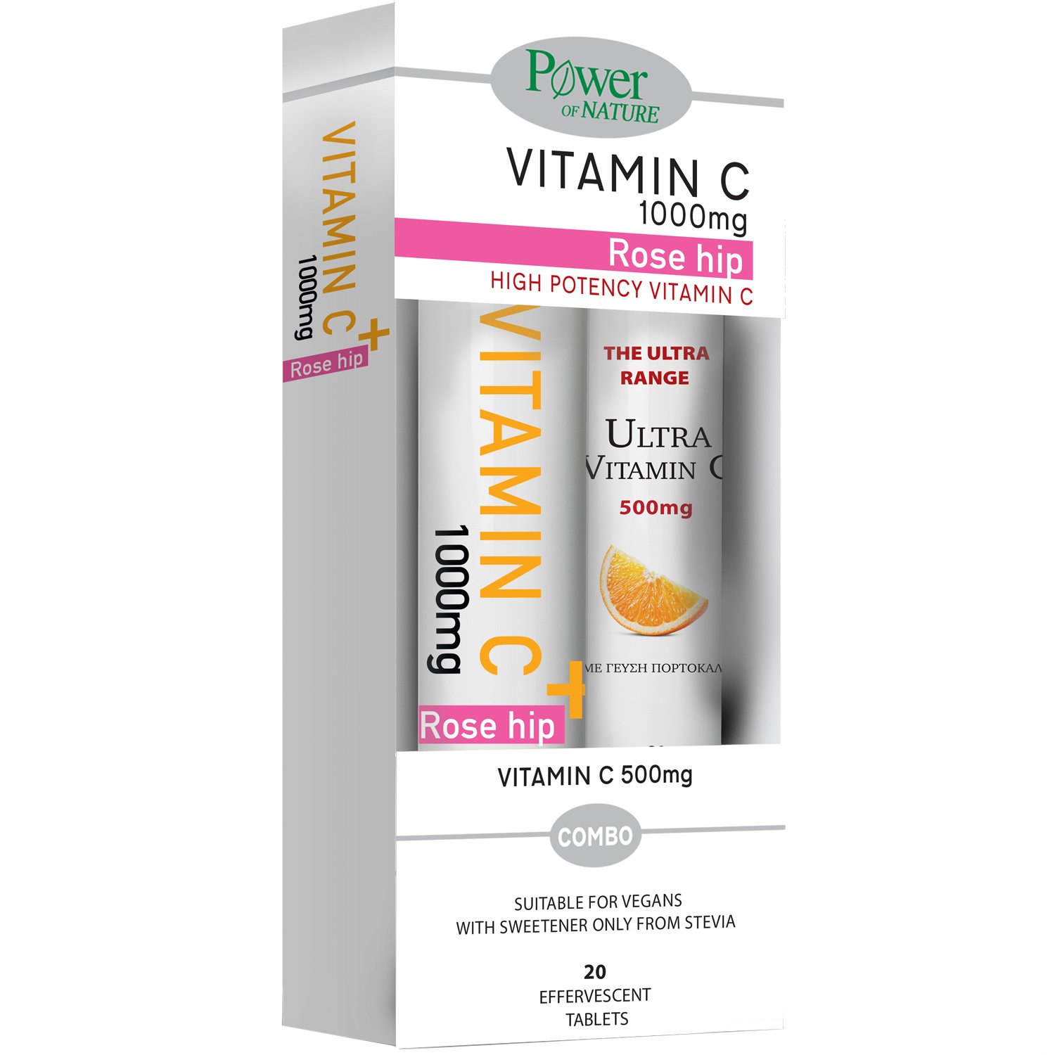 Power of Nature Πακέτο Προσφοράς Vitamin C & Rose Hip 1000mg, 20 Effer.tabs & Ultra Vitamin C 500mg, 20 Effer.tabs