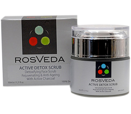 RosVeda Active Detox Scrub Απολεπιστικό Προσώπου με Ενεργό Άνθρακα για Αποτοξίνωση, Αντιγήρανση & Λάμψη 50ml