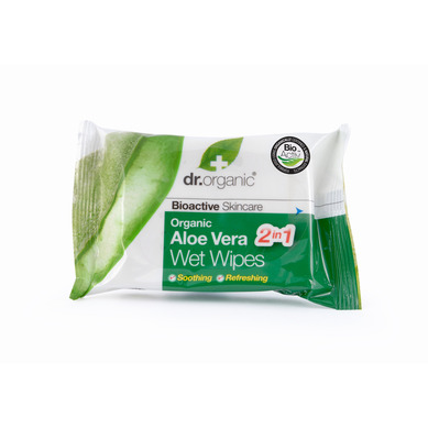 Dr Organic Organic Aloe Vera Wet Wipes Υγρά Μαντηλάκια Καθαρισμού Για Το Πρόσωπο Και Τα Χέρια 20s