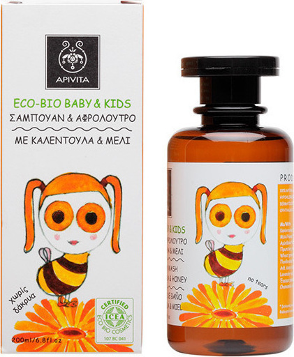 Apivita Eco Bio Baby Kids Σαμπουάν & Αφρόλουτρο Με Καλέντουλα & Μέλι 200ml