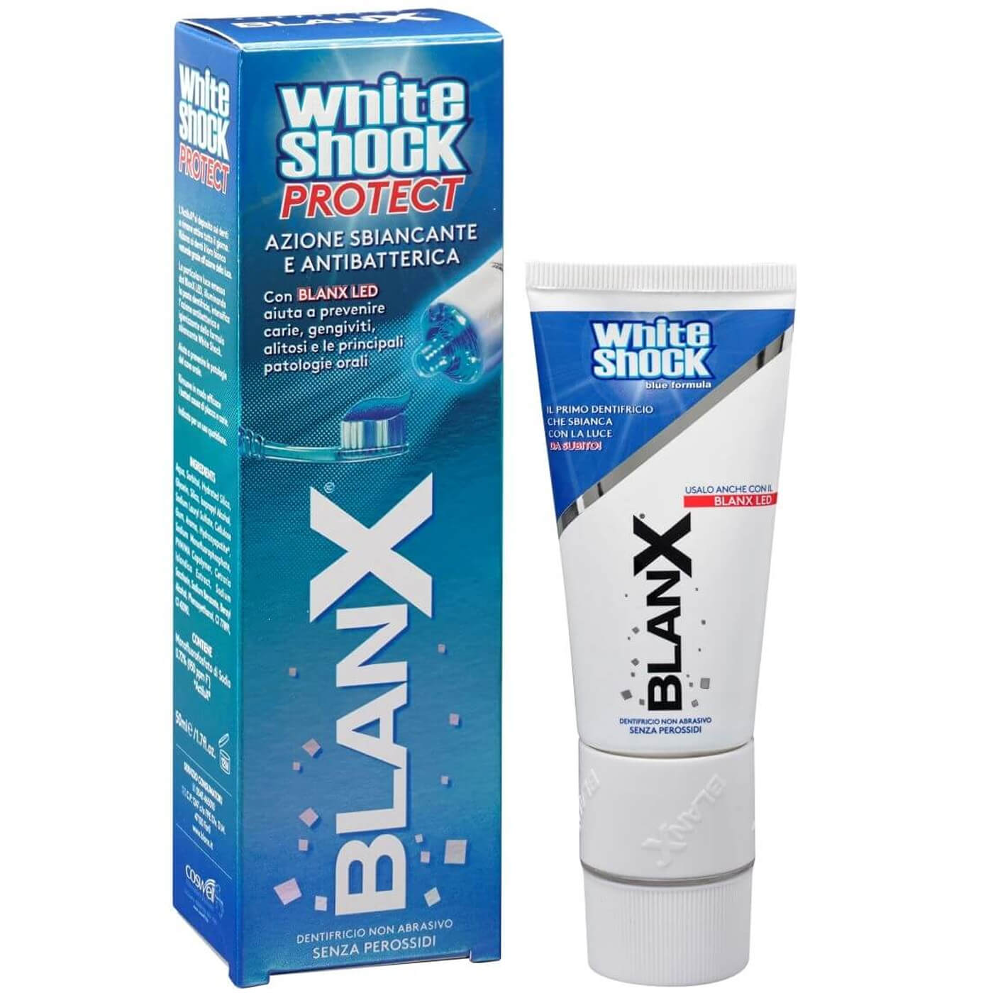 BLANX White Shock & Protect Toothpaste Οδοντόκρεμα με Λευκαντική Δράση Μεγάλης Διάρκειας & Αντιβακτηριακή Προστασία 50ml