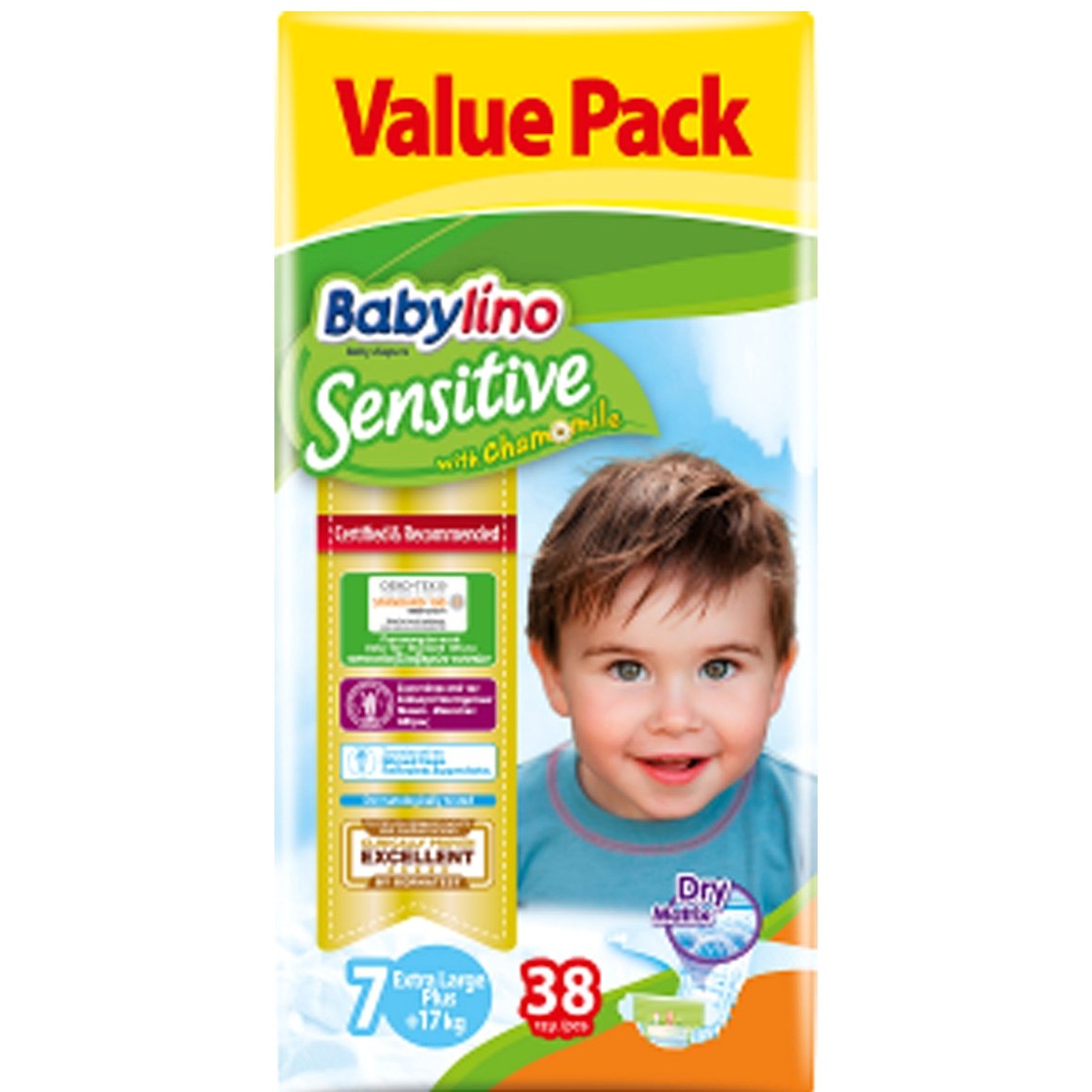Babylino Sensitive Value Pack Extra Large Plus Νο7 (17+ kg) Παιδικές Πάνες 38 τεμάχια