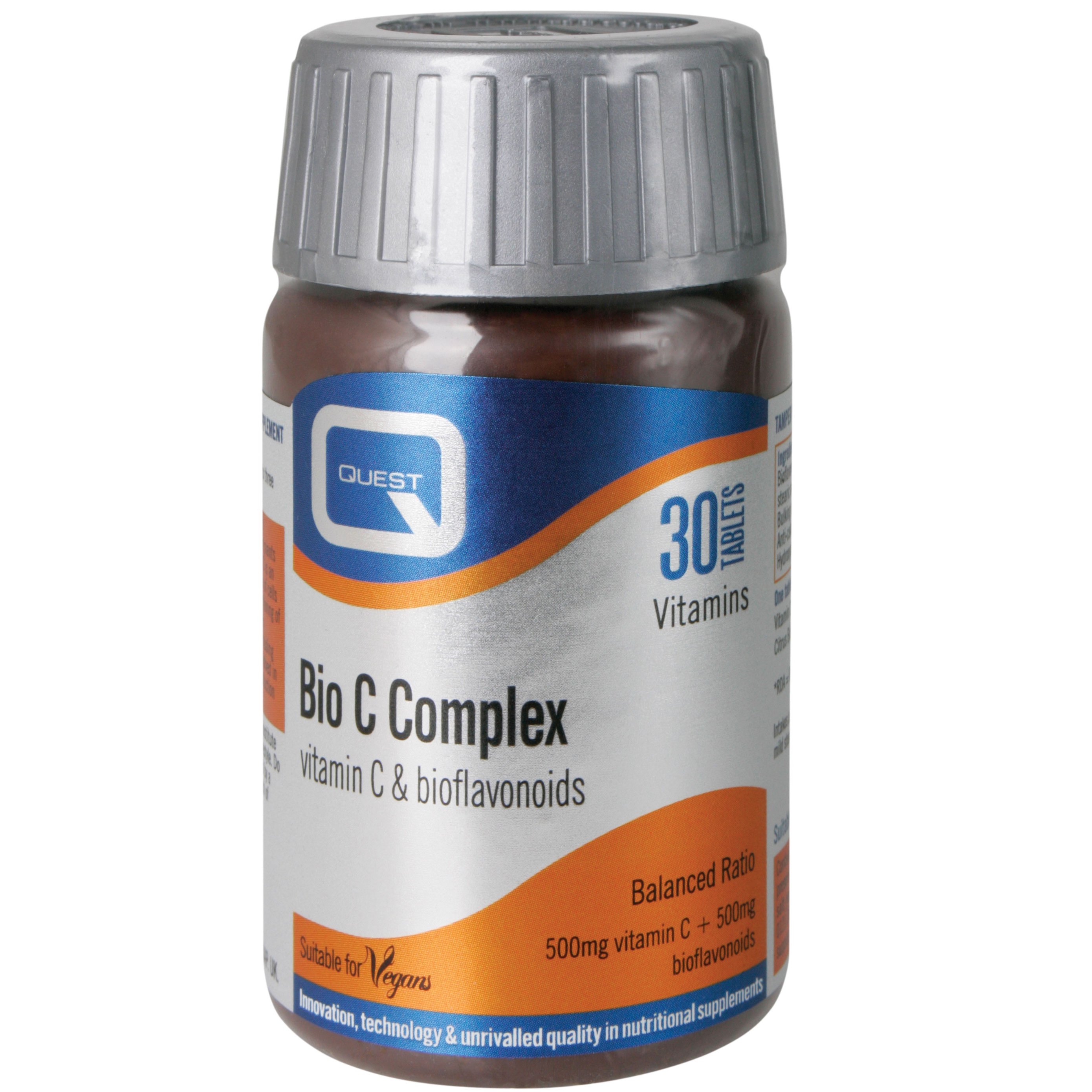 Quest Bio C Complex Vitamin C Bioflavonoids 500mg Συμπλήρωμα Διατροφής που Συμβάλλει στην Παραγωγή Ενέργειας 30tabs