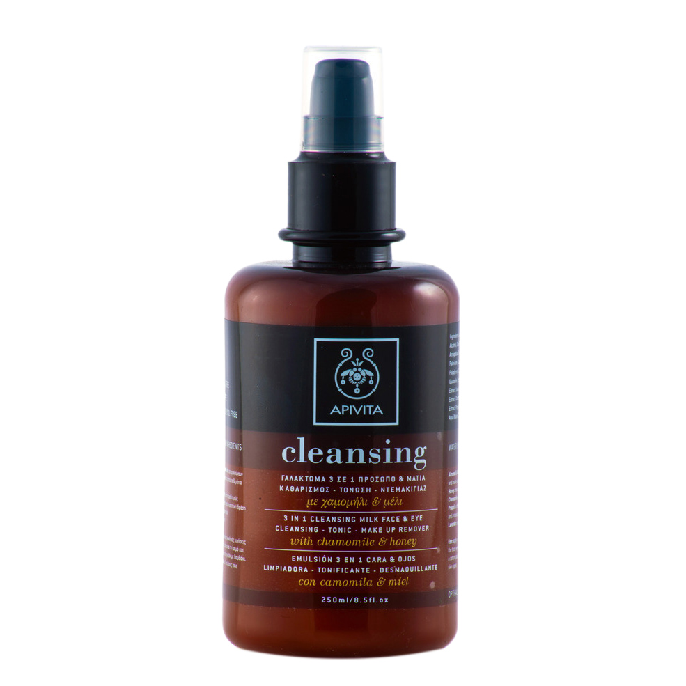 Apivita Cleansing Γαλάκτωμα 3 σε 1 Πρόσωπο & Μάτια Καθαρισμός Τόνωση Ντεμακιγιάζ Με Χαμομήλι & Μέλι 200ml