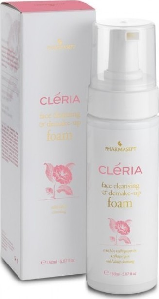 Pharmasept Cleria Face Cleansing & Demake-up Foam Απαλός Αφρός Καθαρισμού Προσώπου & Ντεμακιγιάζ,Χωρίς Σαπούνι & SLES/SLS 150ml