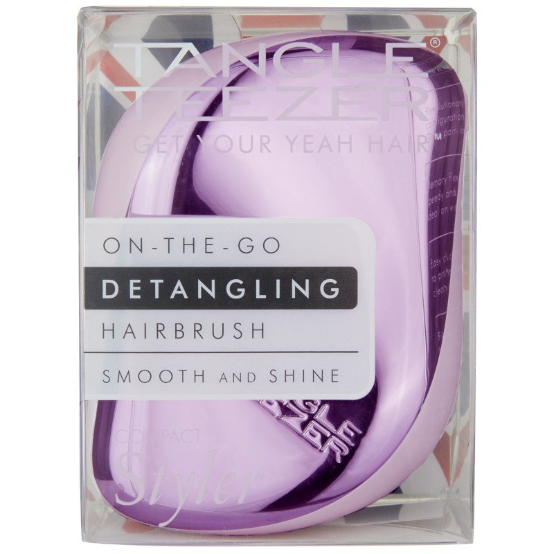 Tangle Teezer Compact Styler Detangling Hairbrush Lila/Chrome Ξεμπερδεύει τα Μαλλιά και Απομακρύνει Εύκολα τους Κόμπους 1τεμάχιο