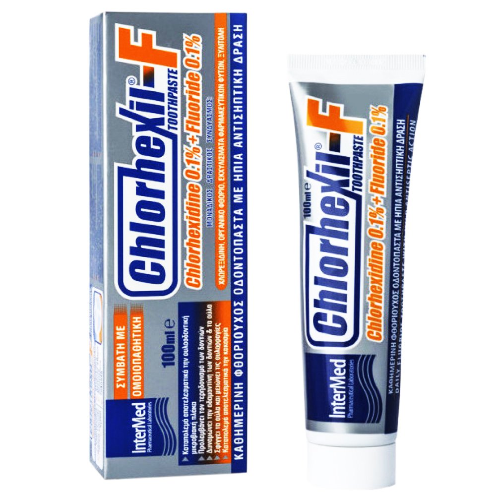 Chlorhexil Chlorhexil-F Toothpaste Αντιβακτηριδιακή Φθοριούχος Οδοντόκρεμα για την Καθημερινή Φροντίδα Ούλων και Δοντιών 100ml