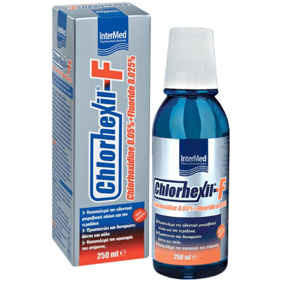Chlorhexil-F Mouthwash Φθοριούχο Στοματικό Διάλυμα με Αντισηπτική Δράση για Καθημερινή Χρήση με Υπέροχη Γεύση Βοτάνων 250ml