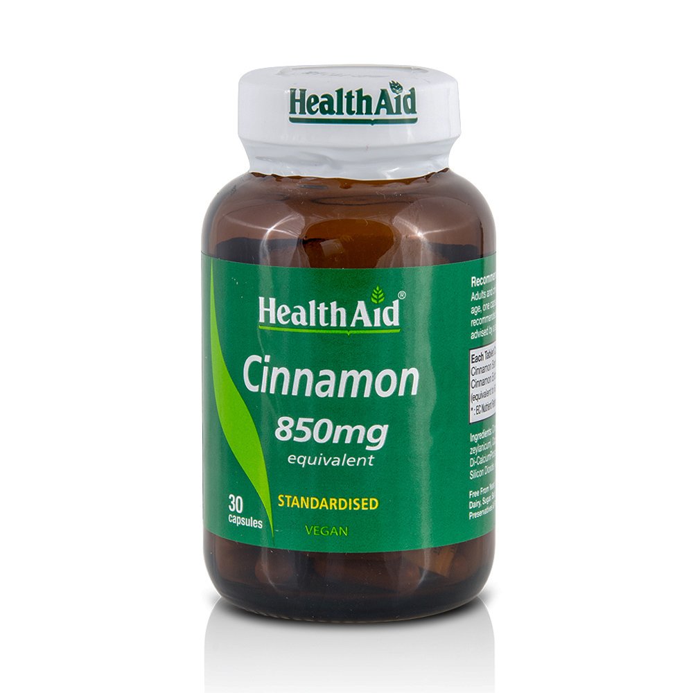 Health Aid Cinnamon 850mg Βοηθά Τον Οργανισμό Στη Διαχείριση Της Ινσουλίνης 30tabs