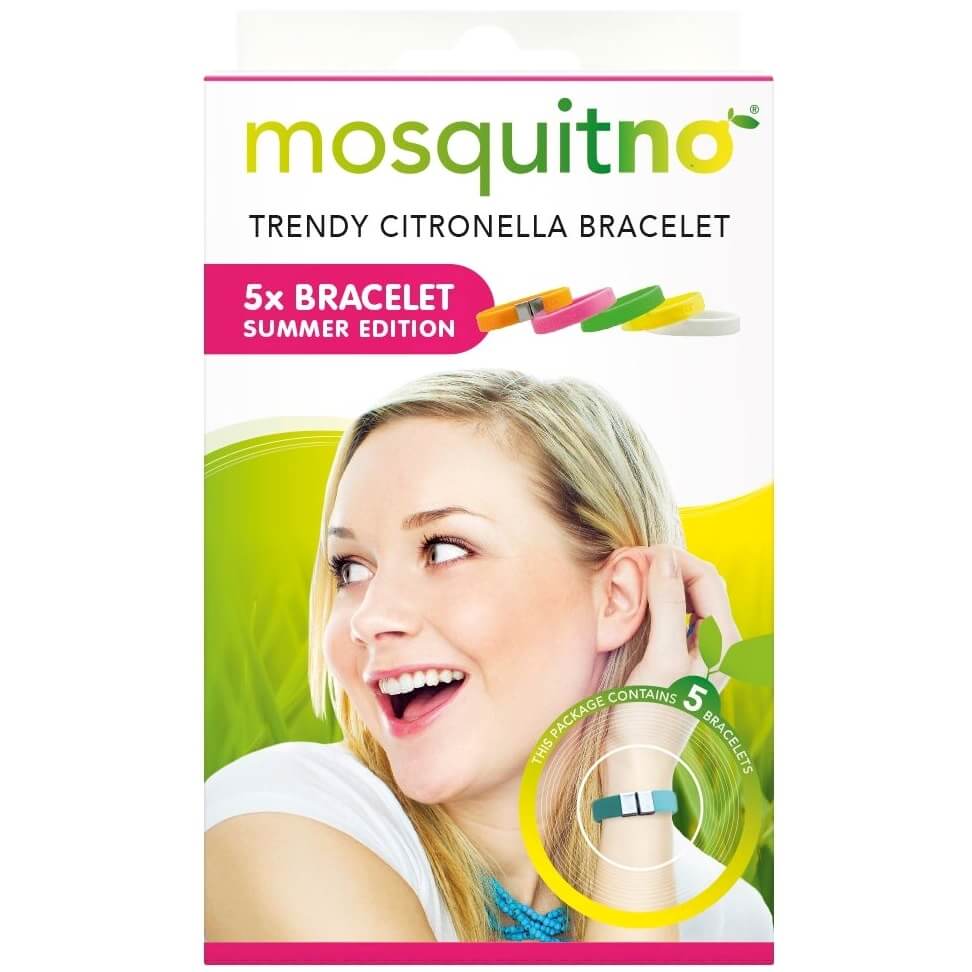 MosquitNo Trendy Citronella Bracelet Summer Edition, Βραχιόλι με Άρωμα Σιτρονέλλας για Ενήλικες 5 Τεμάχια