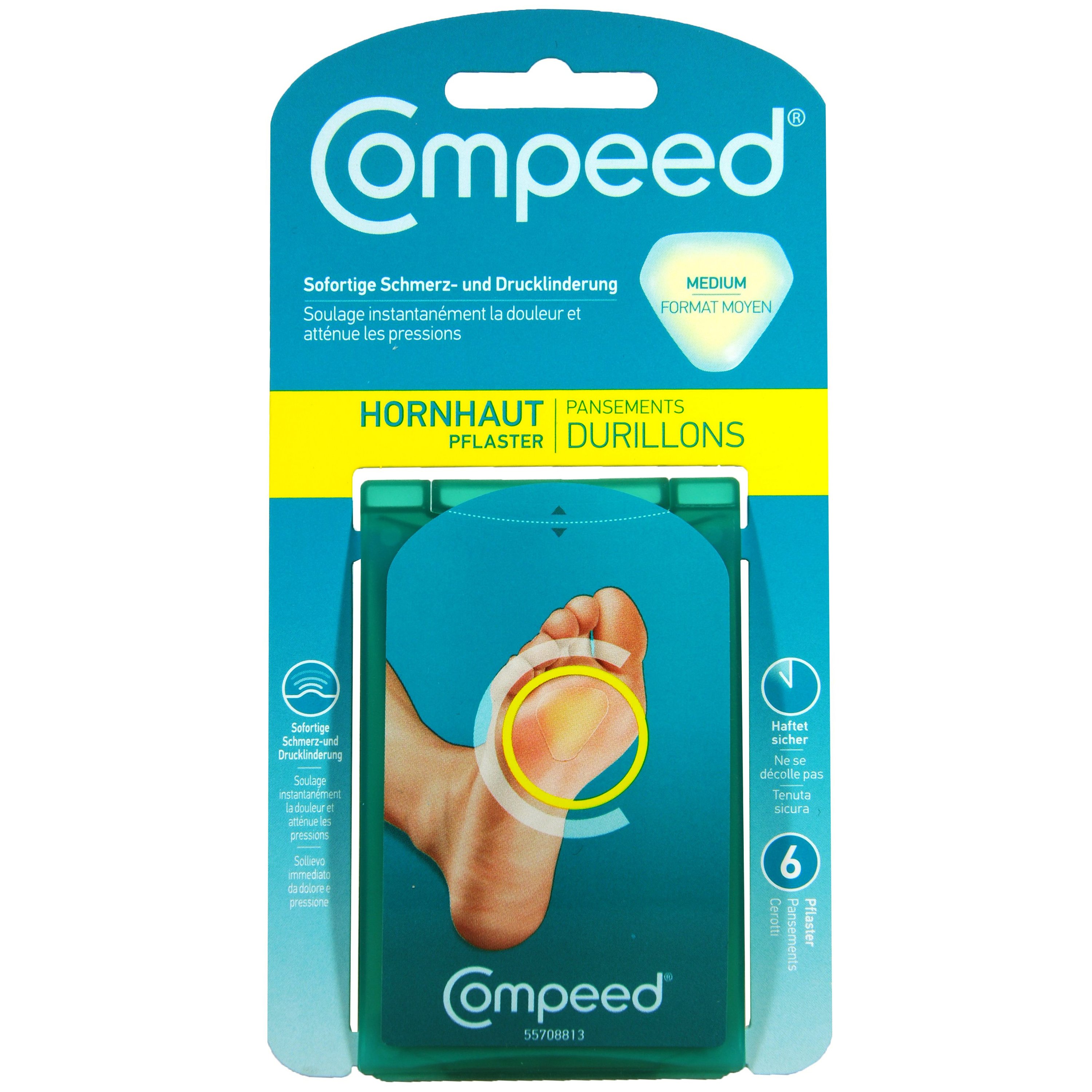 Compeed Μεσαία Επιθέματα για Σκληρύνσεις Ποδιών Ανακουφίζουν Άμεσα Από τον Πόνο και την Πίεση 6 Τεμάχια