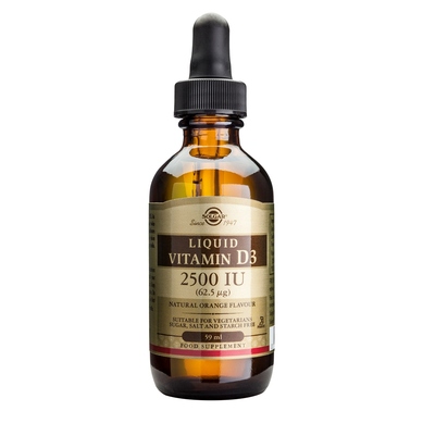Solgar Vitamin D3 2500IU 62.5μg Liquid Συμπλήρωμα Διατροφής Βιταμίνης D3 για την Αντιμετώπιση της Οστεοπόρωσης & την Ενίσχυση του Οργανισμού 59ml