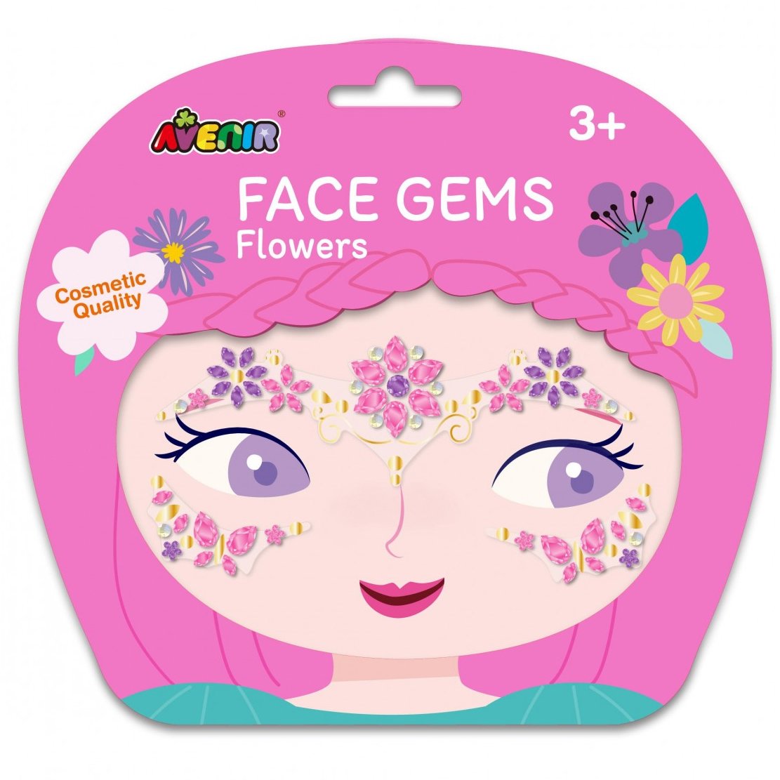 Avenir Face Gems Flowers Παιδικά Αυτοκόλλητα με Strass για το Πρόσωπο 3+ Years 1 Τεμάχιο 51929