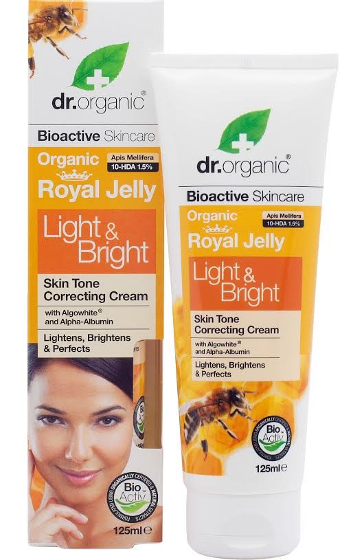 Dr Organic Royal Jelly Light & Bright Cream Λευκαντική Κρέμα με Βιολογικό Βασιλικό Πολτό 125ml