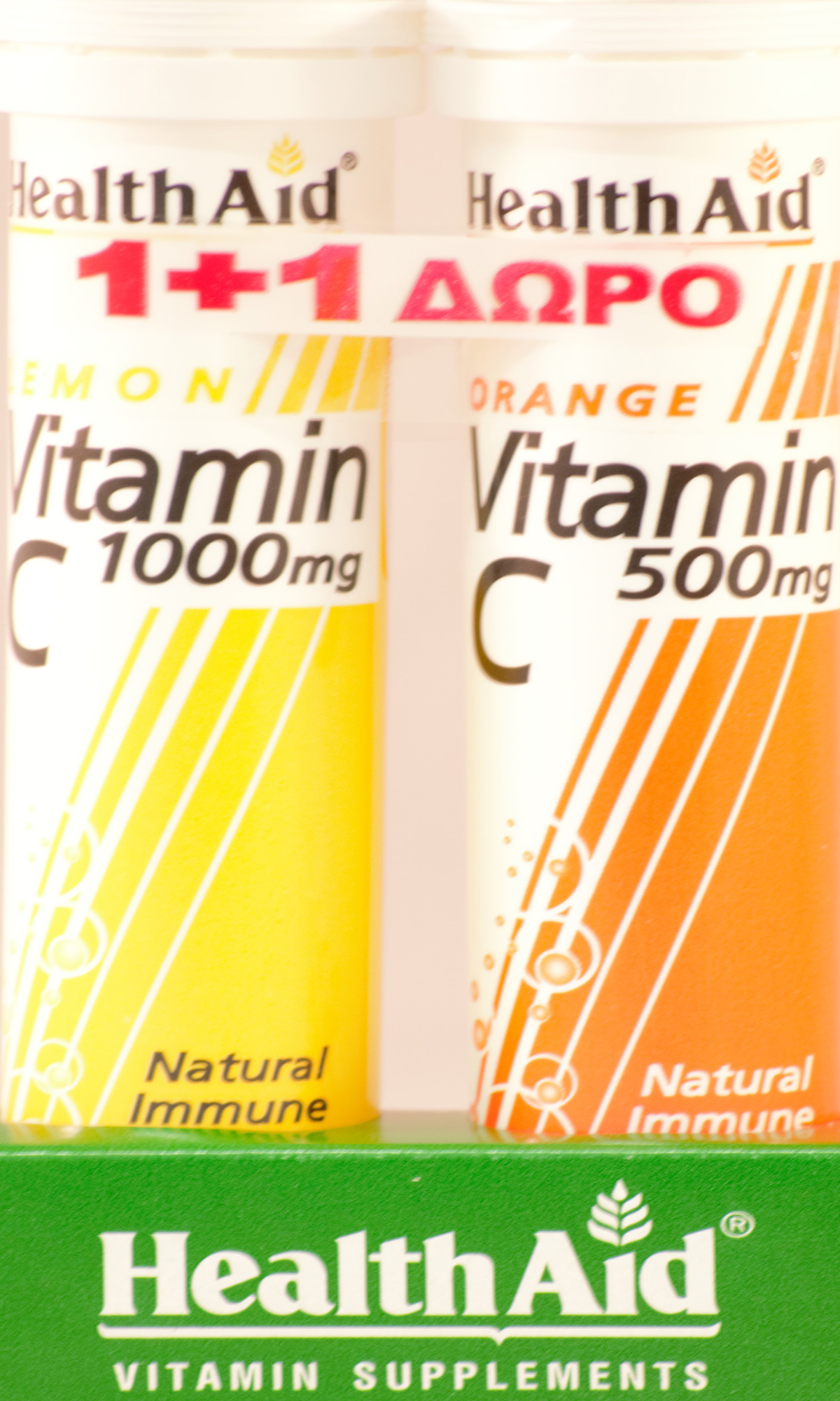 Health Aid Vitamin C 1000mg Γεύση Λεμόνι 20αναβράζ.ταμπλέτες + Δώρο Vitamin C Orange 500mg 20αναβρ.δισκία