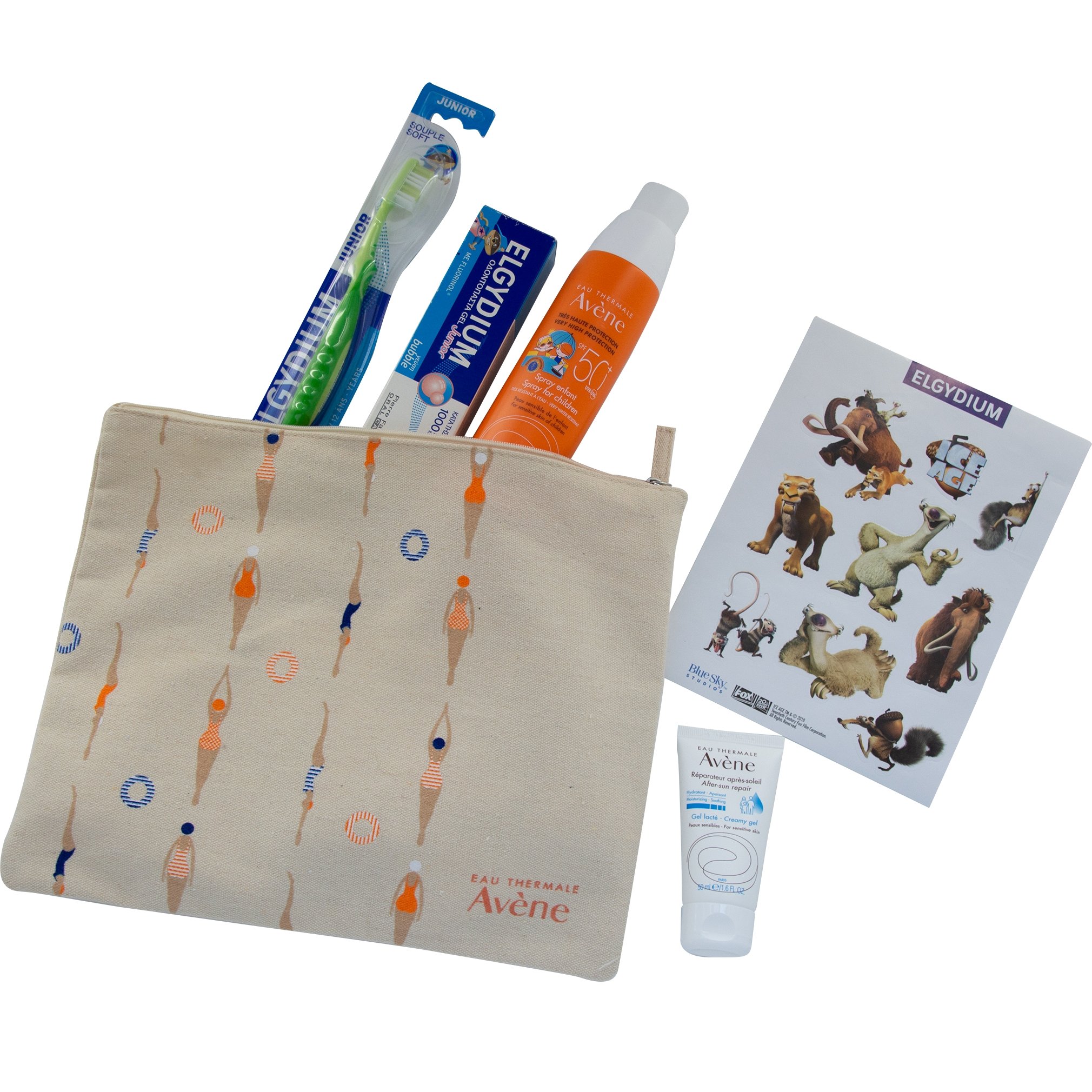 Avene Promo Very High Protection Spray Enfant Spf50+,200ml & ApresSoleil 50ml & Elgydium Junior Toothbrush Red & Toothpaste 50ml