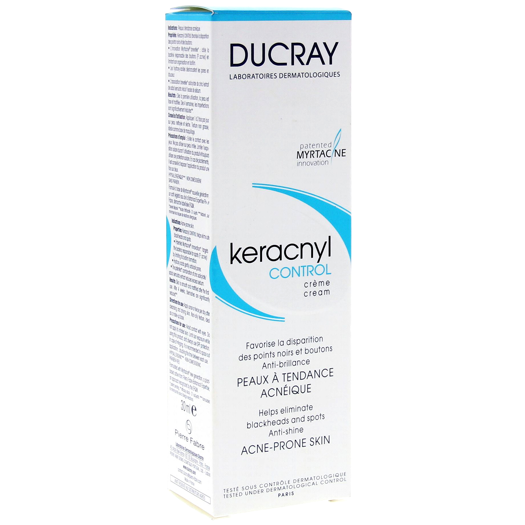 Ducray Keracnyl Control Cream Κρέμα Προσώπου για Επιδερμίδες με Τάση Ακμής Εξαλείφει τα Μαύρα Στίγματα & τα Σπυράκια 30ml