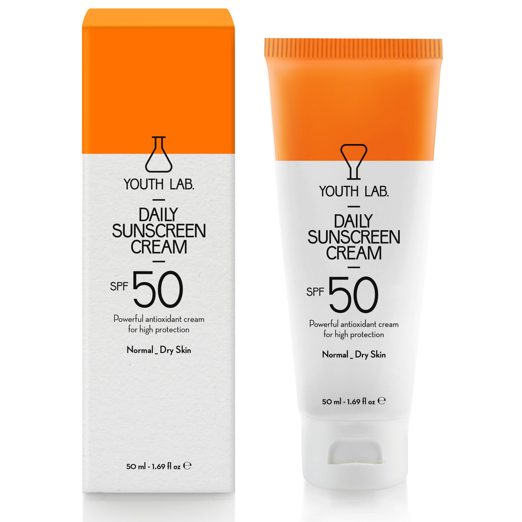 YOUTH LAB. Daily Sunscreen Cream Spf50 Normal Dry Skin, Έγχρωμη Αντηλιακή Κρέμα για Κανονικές – Ξηρές Επιδερμίδες 50ml
