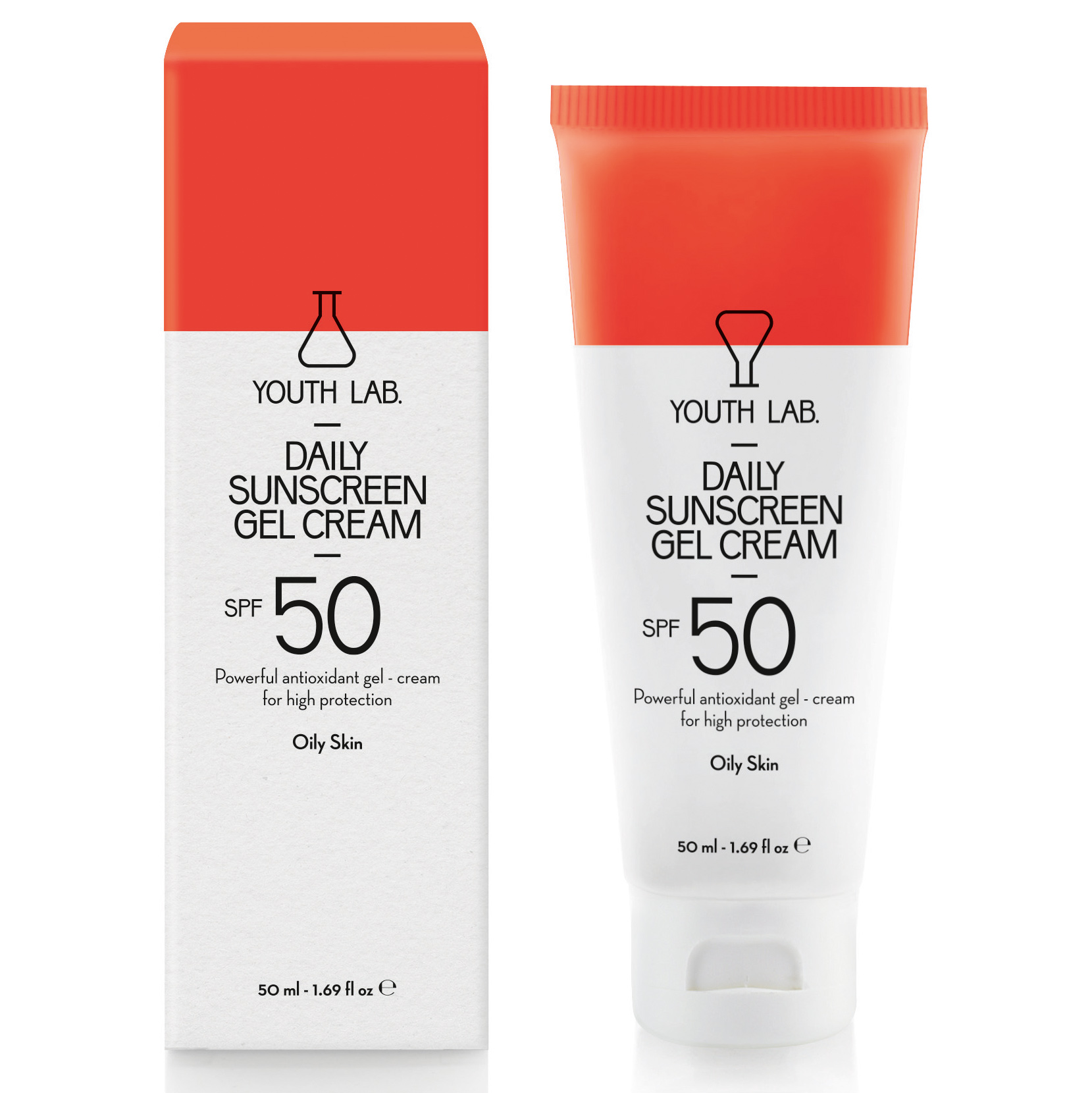 YOUTH LAB. Daily Sunscreen Gel Cream Spf50 Oily Skin, Έγχρωμη Αντηλιακή Κρέμα για Λιπαρές Επιδερμίδες 50ml