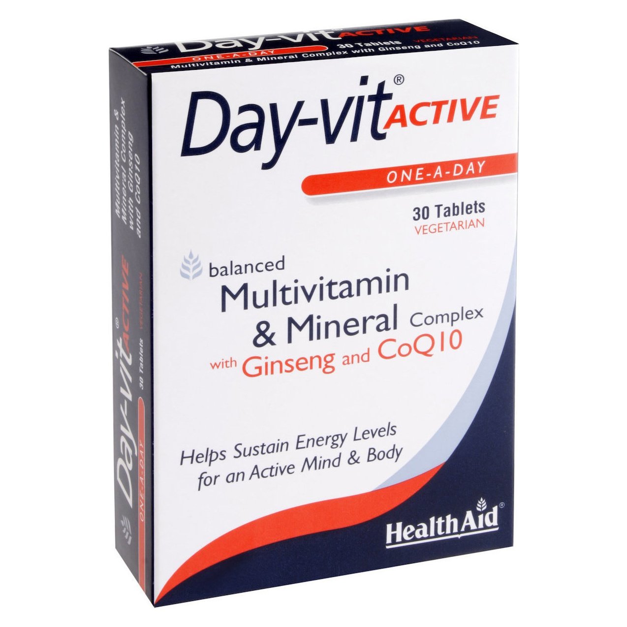 Health Aid Day-Vit Active Multivitamin with Ginseng & CoQ10 Συμπλήρωμα Διατροφής για Ενέργεια και Τόνωση Σώματος και Πνεύματος 30tabs