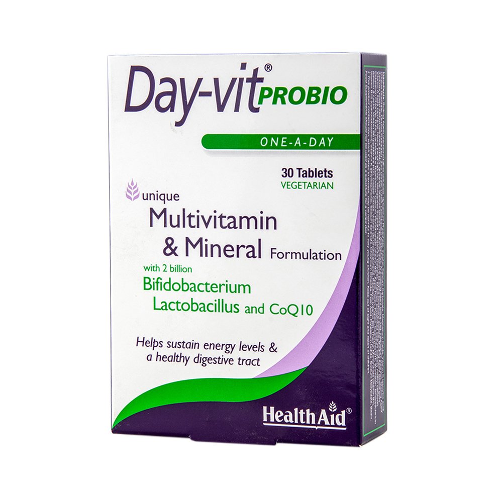 Health Aid Health Aid Day-Vit Probio Συμπλήρωμα Διατροφής με Προβιοτικά, Πολυβιταμίνες & Μέταλλα για Ενίσχυση του Οργανισμού & Διατήρηση Υγιούς Πεπτικού Σύστημα 30tabs