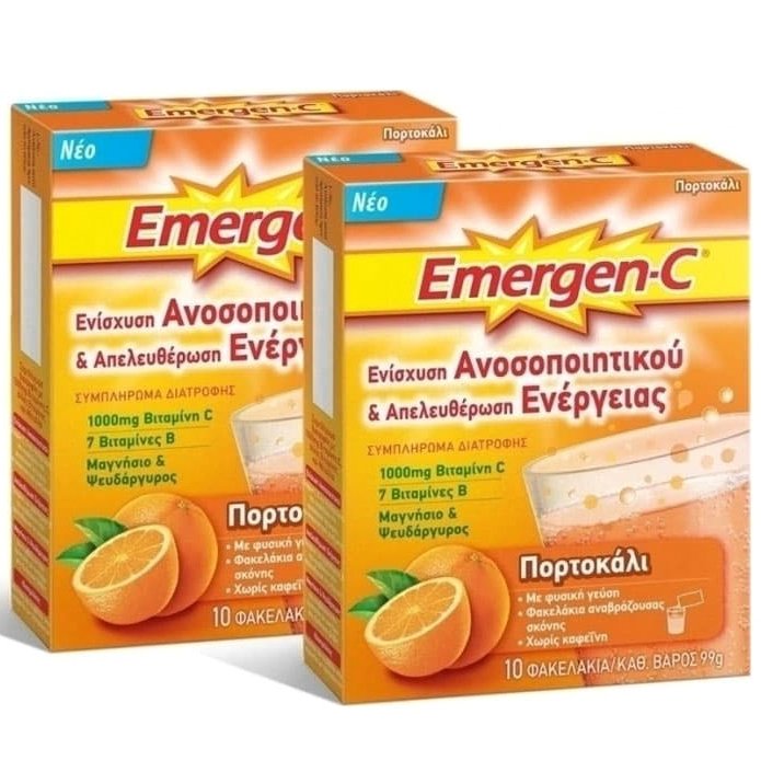 Emergen-C 1000mg Βιταμίνη C 7 Βιταμίνες Β Μαγνήσιο & Ψευδάργυρο για Ενίσχυση του Ανοσοποιητικού 10φακ. 1+1 Δώρο
