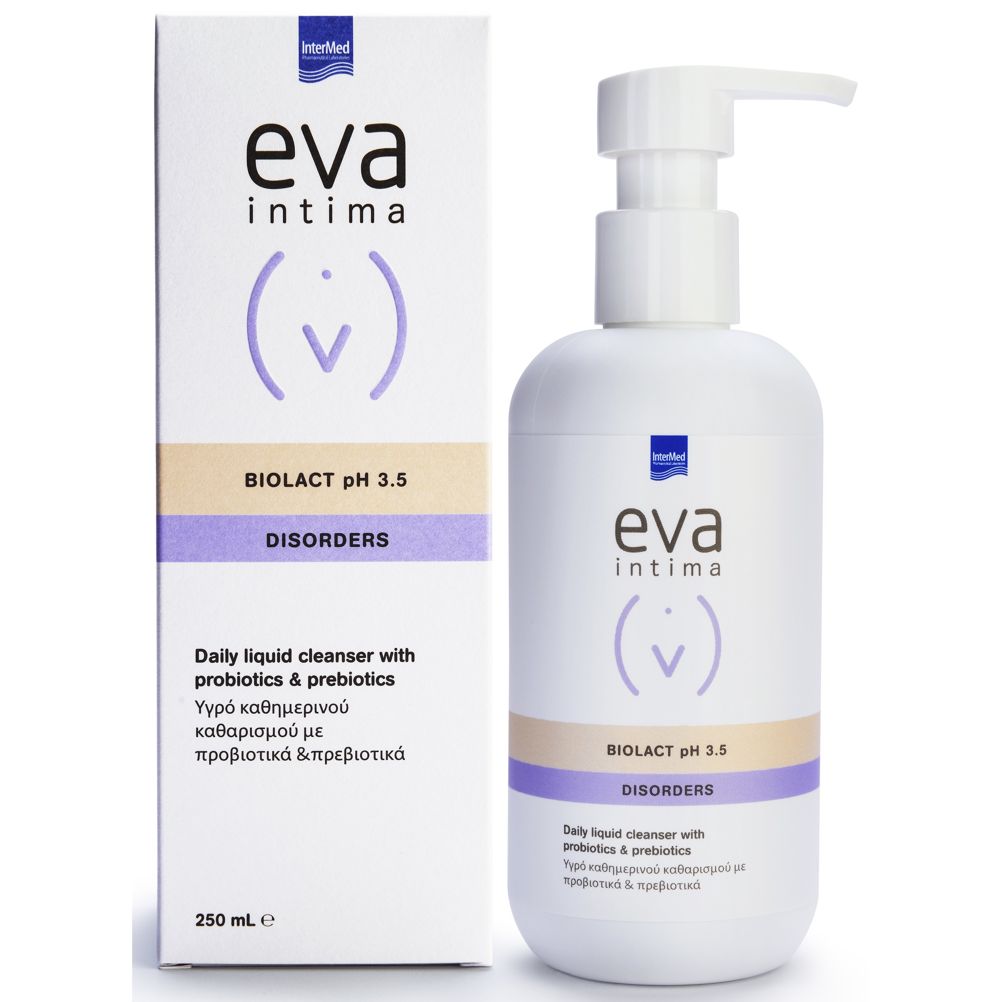 Eva Intima Biolact pH 3.5 Disorders Υγρό Καθαρισμού της Ευαίσθητης Περιοχής με Προβιοτικά & Πρεβιοτικά 250ml