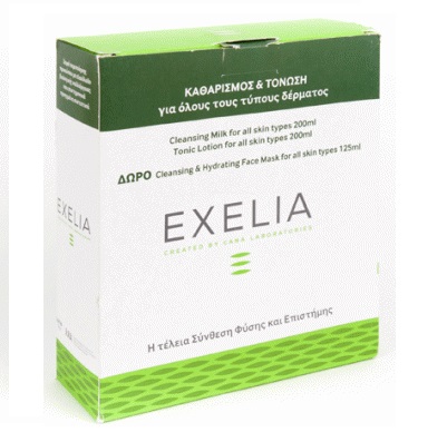 Exelia ΣΕΤ Τονωτική λοσιόν 200ml + Γαλάκτωμα καθαρισμού 200ml + Δώρο Μάσκα καθαρισμού 125ml