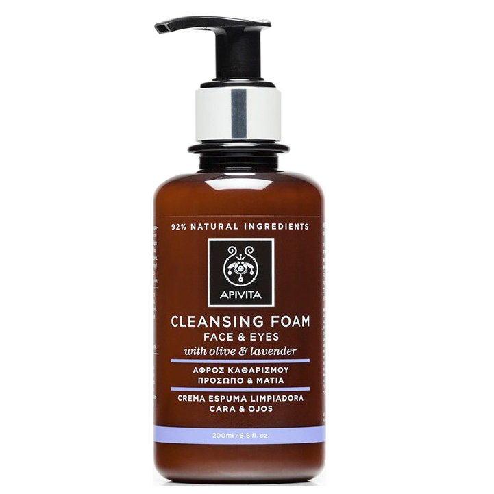 Apivita Cleansing Κρεμώδης Αφρός Καθαρισμού Για Πρόσωπο Και Μάτια Με Ελιά Και Λεβάντα 200ml