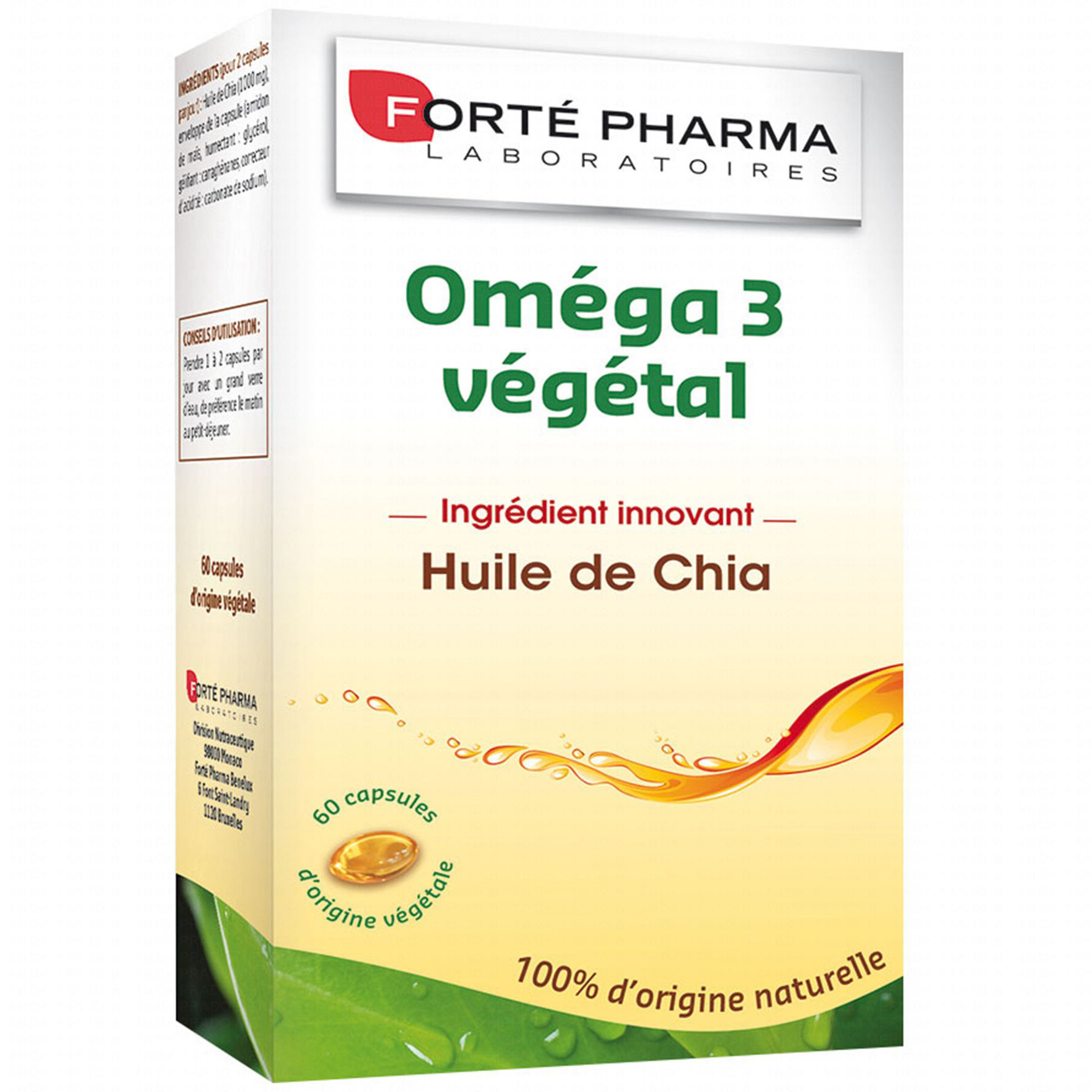 Forte Pharma Omega 3 Vegetal, Φυτική Φόρμουλα Συμπληρώματος Διατροφής με Ωμέγα 3 Φυτικά Λιπαρά Οξέα 60caps