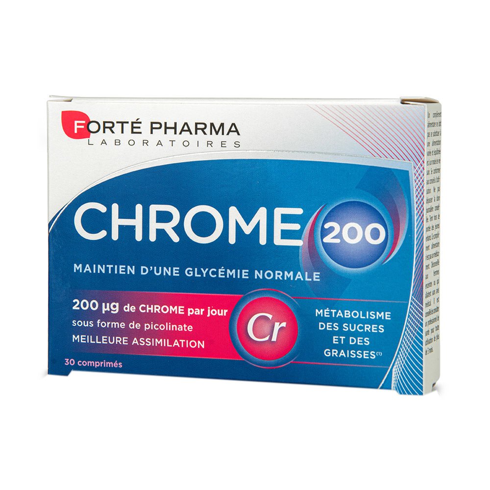 FORTE PHARMA Forte Pharma Chrome 200 Συμπλήρωμα Διατροφής με Χρώμιο, Συμβάλει στην Αύξηση του Μεταβολισμού & στη Μείωση της Όρεξης 30tabs