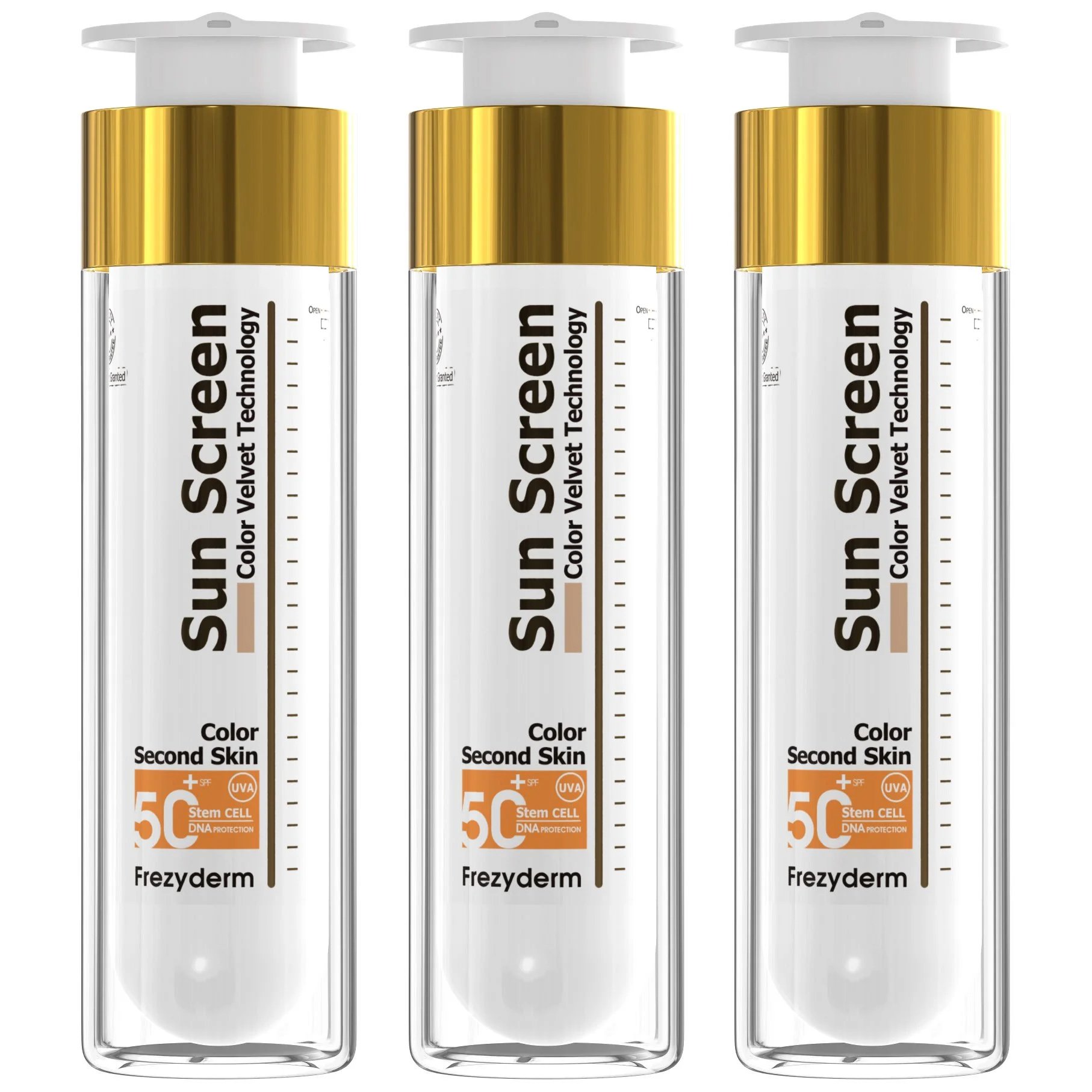 Frezyderm Σετ Frezyderm Sun Screen Color Velvet Face Cream Spf50+ Αντηλιακή Προσώπου με Χρώμα, Πολύ Υψηλής Προστασίας & Βελούδινης Υφής 3x50ml