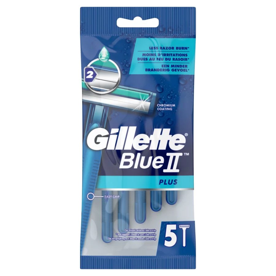 Gillette Blue II Plus με 2 Λεπίδες & Λιπαντική Ταινία για Άνετο Ξύρισμα 5 Τεμάχια