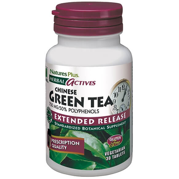 Natures Plus Green Tea 750mg Extended Release Συμπλήρωμα Διατροφής Πράσινο Τσάι 30tabs