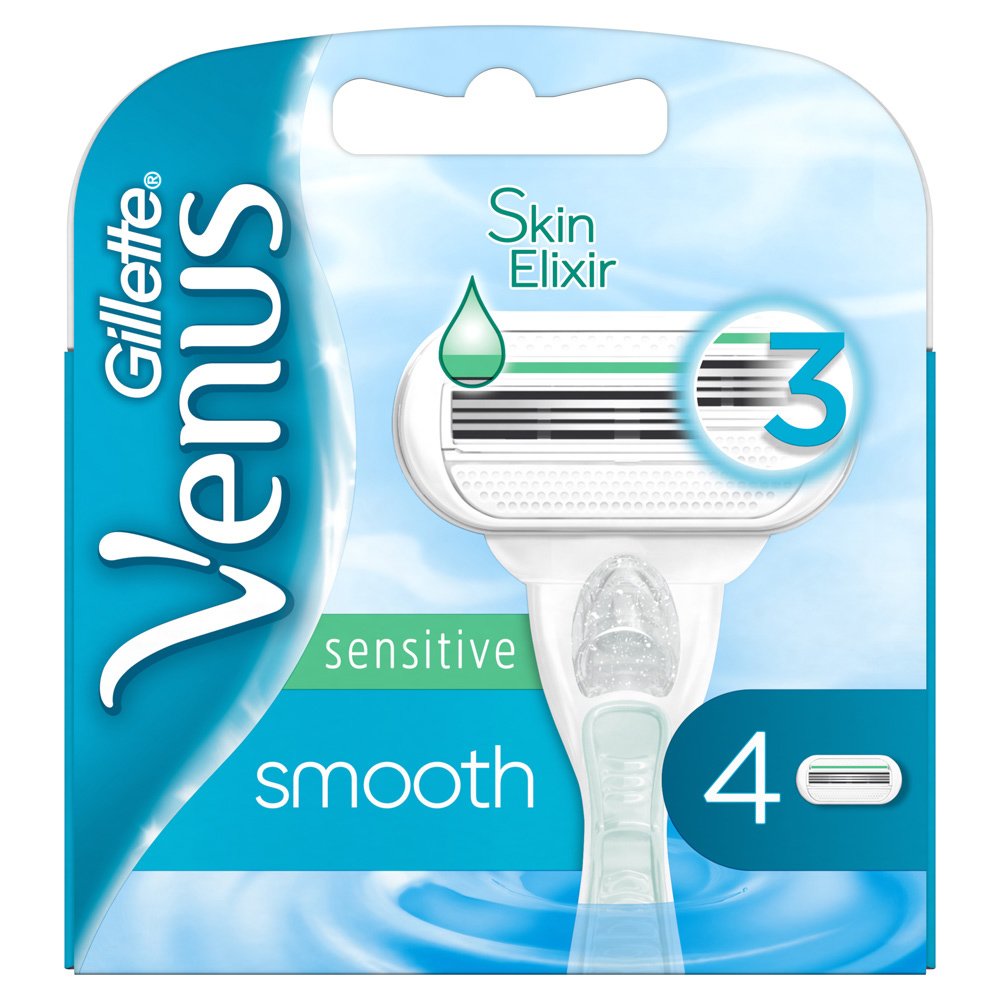 Gillette Venus Smooth Sensitive Skin Elixir Ανταλλακτικές Λεπίδες για Γυναικεία Ξυριστική Μηχανή 4 Τεμάχια