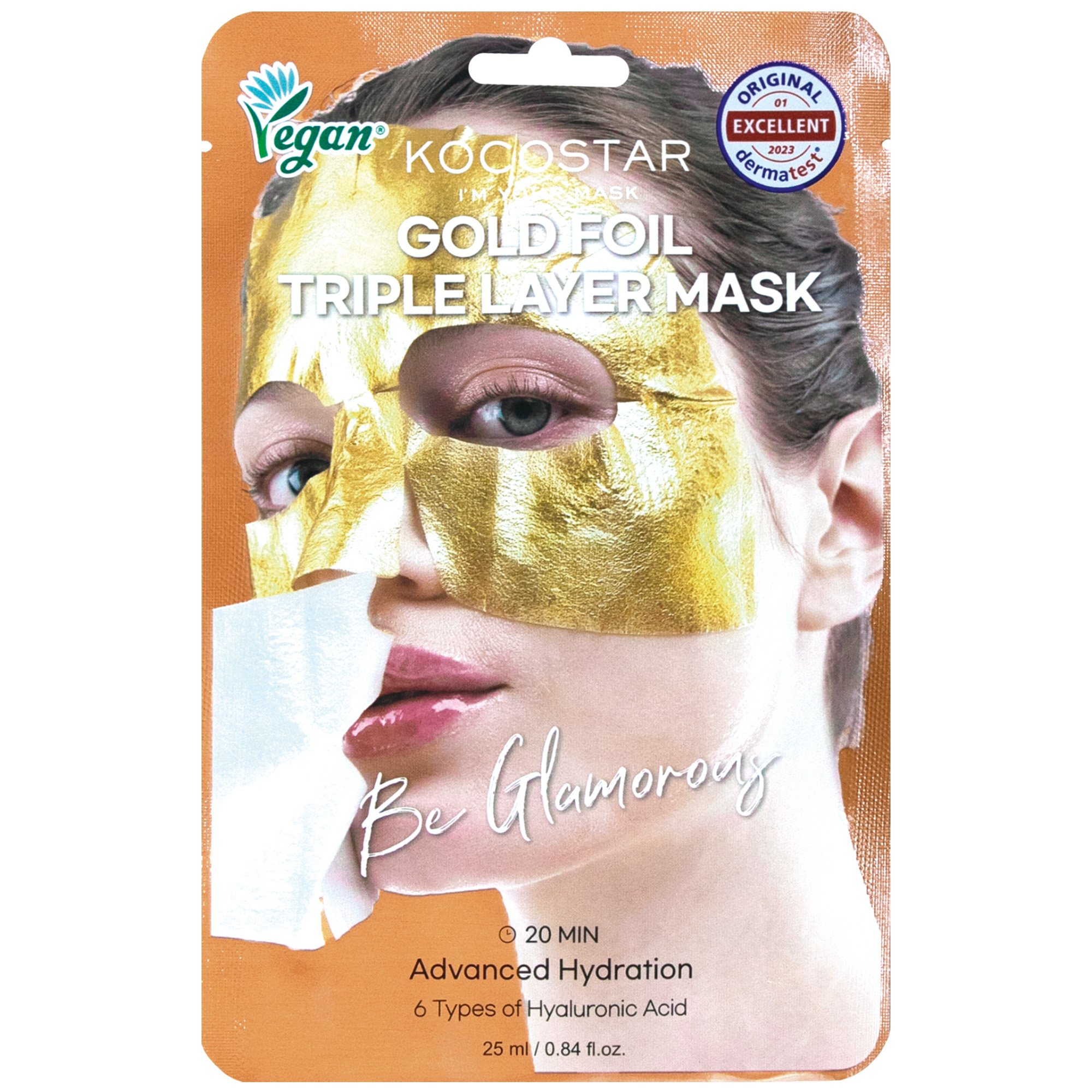 Vican Kocostar Gold Foil Triple Layer Mask Κωδ 5606 Εμποτισμένη Μάσκα Προσώπου Τριών Στρώσεων για Ενυδάτωση 1 Τεμάχιο