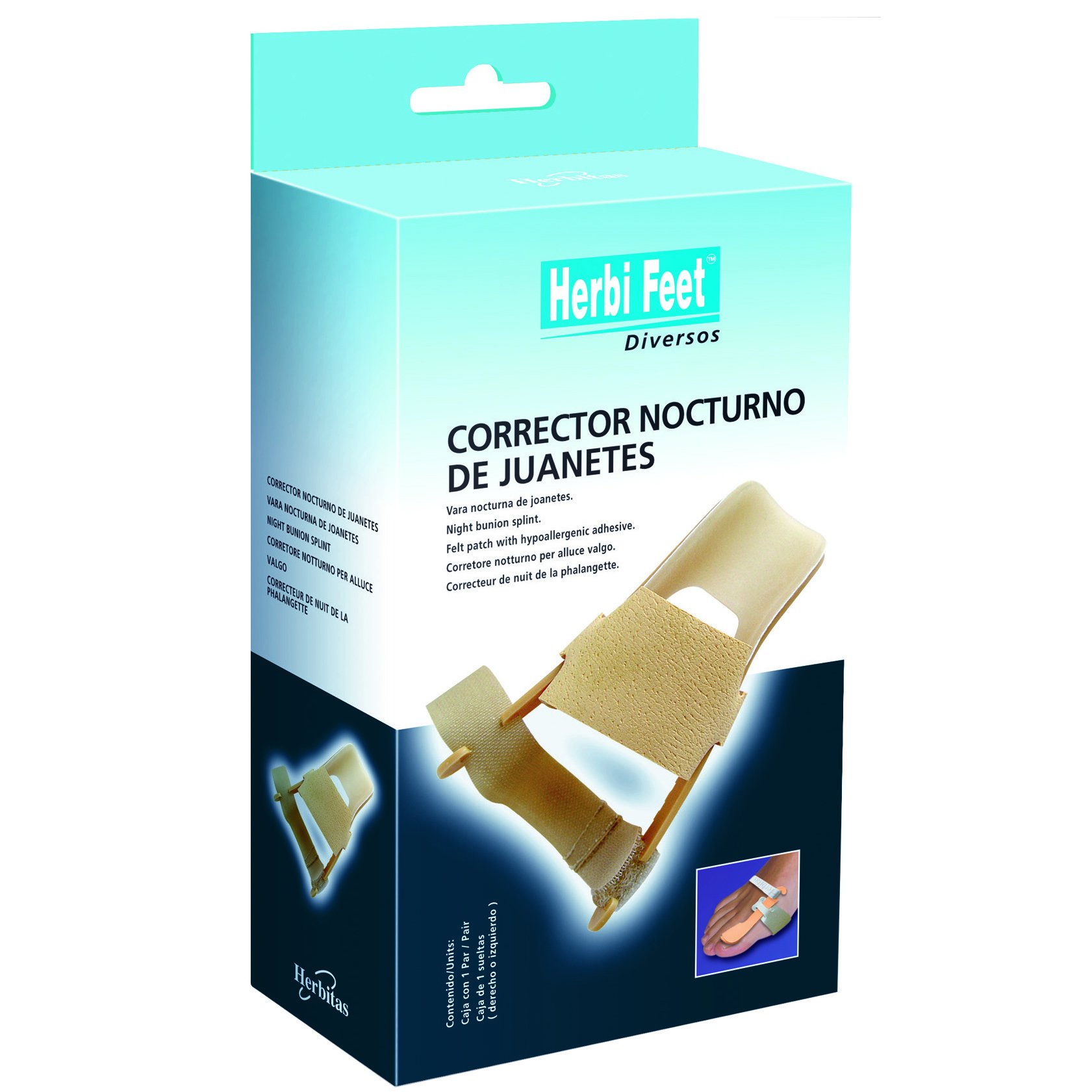 Herbi Feet Herbi Feet Corrector Nocturno De Juanetes Νάρθηκας Νυκτός για Κότσι, Αριστερό Πόδι Left 1 Τεμάχιο - Small