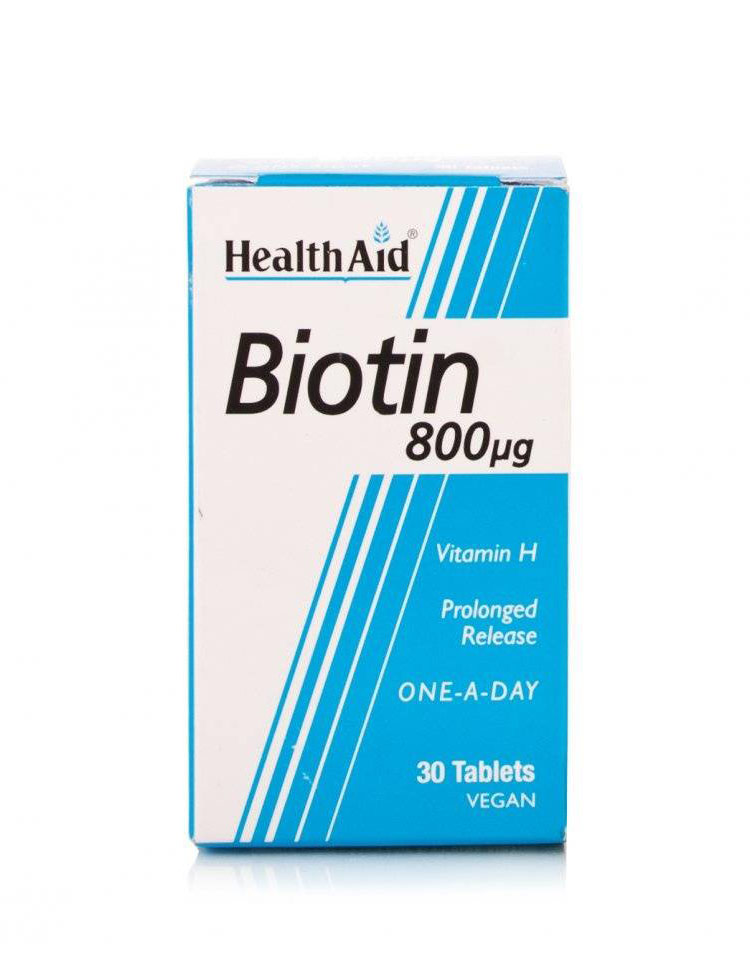 Health Aid Biotin Βιταμίνη Η 800μg Ενισχύει Τα Μαλλιά Το Δέρμα & Τα Νύχια 30tabs